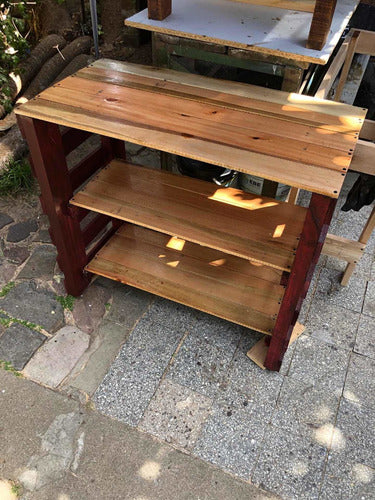 Mesa Organizador Desayunador Con Estantes Madera Reciclada 3