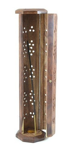 Indian Wood Incense Holder Tower 36 cm x 8 cm 5