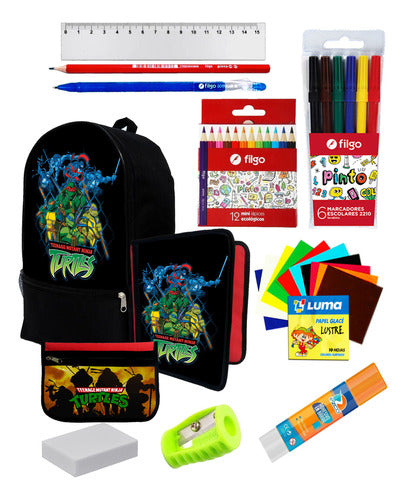 Super Set Backpack + Ninja Turtles Supplies C214 0