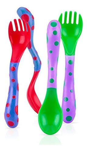 Nuby Colorful Spoons and Forks Set, Colors May Vary, 4 Units 2