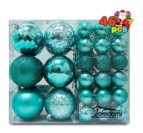 Joiedomi 46ct Assorted Size Christmas Ball Ornaments, Shatterproof Hanging Ball Ornaments For Christmas Tree, Holiday Indoor Party Decoration, Xmas Tree Ornaments (Teal) 0