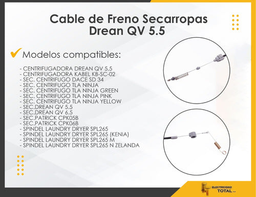 Cable De Freno Para Secarropas Drean Qv 5.5 1