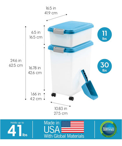 Iris Usa Combo Airtight Dog Food Storage Zl De 30 Libras E 1 3