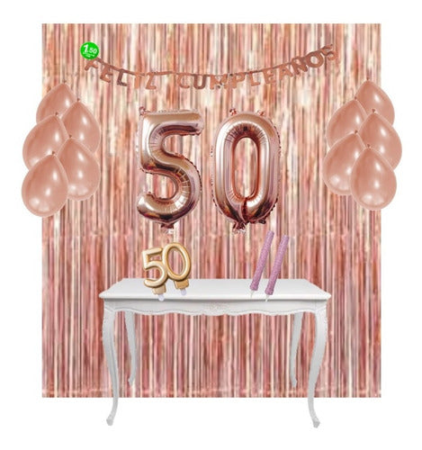 Cotillón Pulgarcito - 50th Birthday Celebration Kit - Rose Gold 0