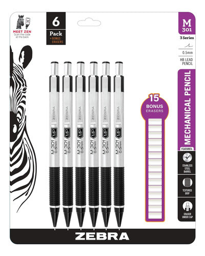 Zebra M-301 Mechanical Pencil Stainless Steel, Tip Size 0.5 0