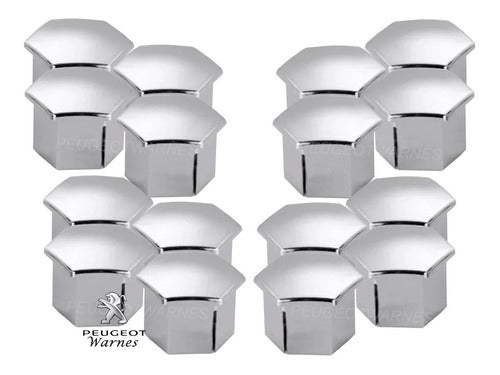 Peugeot Kit 16 Chrome Wheel Bolt Covers for Peugeot 408 0