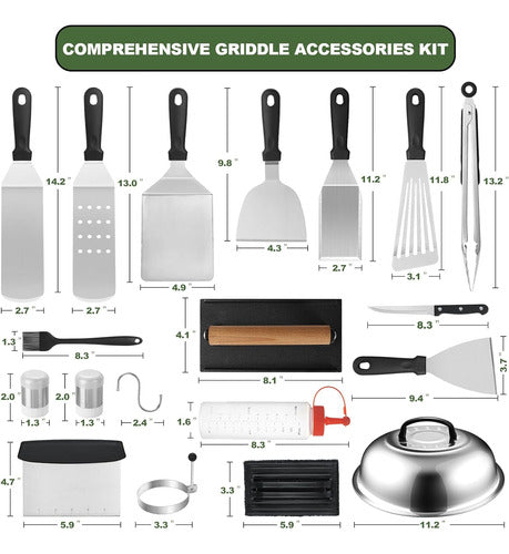 Kit De Accesorios Para Parrilla Con 10668 Cm Spatulas Y Cubi 1