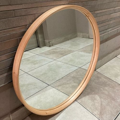 Generic Round Minimalist Wooden Mirror - 60 cm Diameter 1