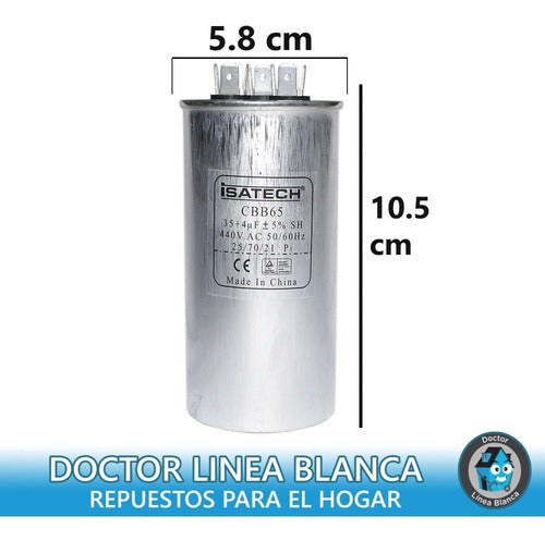 Capacitor Dual Para Refrigeración 35+4 Mf 440v 1