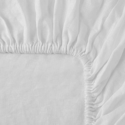 DAPU 100% French Linen Fitted Sheet Mattress Cover (1 Piece) 3