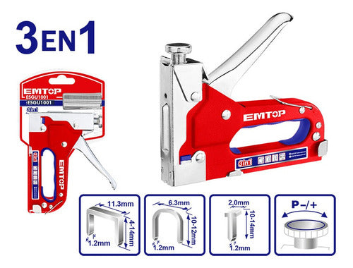 Engrapadora Clavadora Manual Metálica 3 Usos Emtop 3