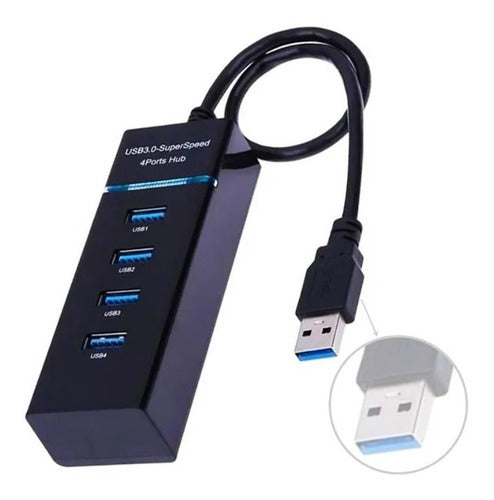 Hub Usb 3.0  Com 4 Portas Para Notebook Varias Entradas Usb 3