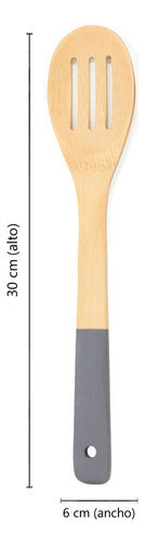 Wooden Spoon, Bamboo, 30 cm, with Slot Utensil - 12481 2