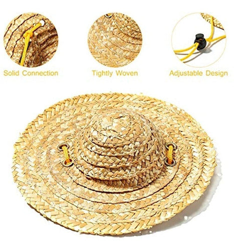 Popetpop Adjustable Straw Hat for Chihuahua, Fashion Dog Bucket Hat 1