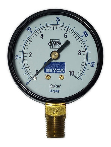 Beyca MM2-34 10 63mm 1/4 Lower Thread 10 Kg/cm² Pressure Gauge 0
