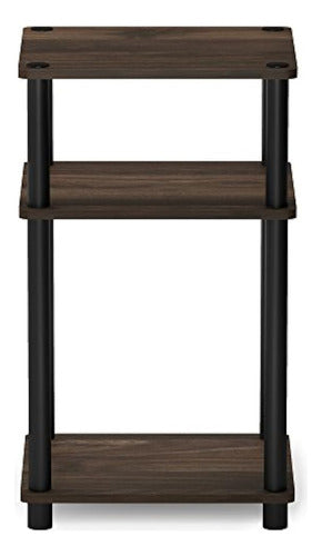 Furinno 3-Tier Auxiliary Table, Walnut Columbia/Black 1