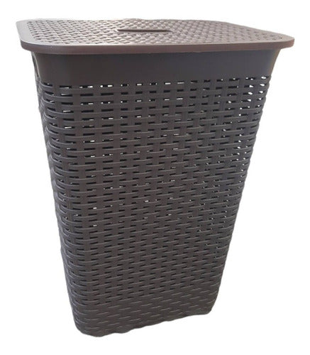 Macom Rattan Plastic Laundry and Toy Basket with Lid 7