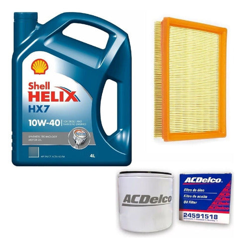 Kit Aceite Shell Hx7 10w40 + Filtros Chevrolet Corsa 1.6 1.4 0