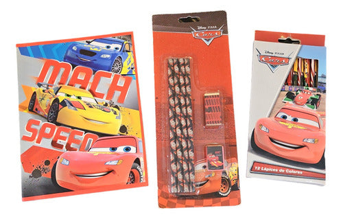 Set Arte Escolar Disney Cars Pixar Lapices De Colores 0