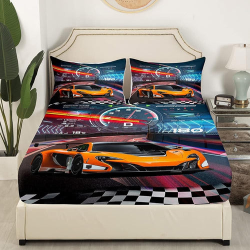 Feelyou Sábanas De Ropa De Cama De Coche De Carreras De Niño 2