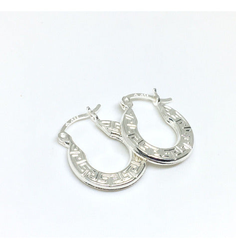 Idunn Greek Guard Hoop Earrings Silver 925 1.6cm 1