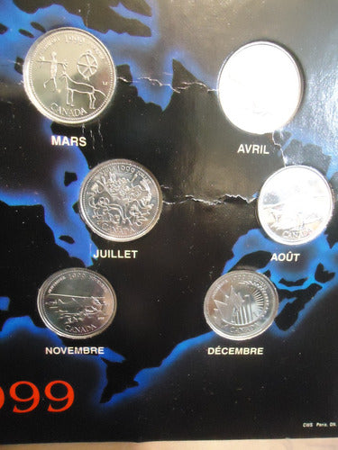 Juego De Monedas De Canadá 25 C 1999 Sin Circular C 2 2