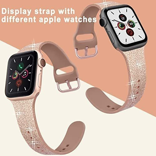 Ieoviee Glitter Mesh Band for Apple Watch Series 7 6 5 4 3 2 44 45mm 1