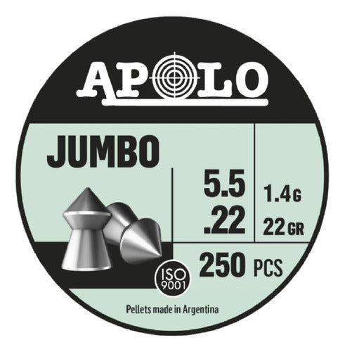 Balines Apolo Jumbo Lata C.5.5 X 250 Unidades 22grains   1.4 0