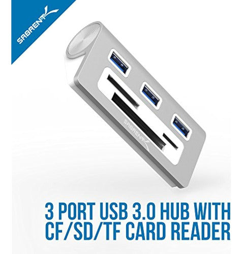 Sabrent Premium 3 Puertos Usb De Aluminio 30 Hub Con Lector 1