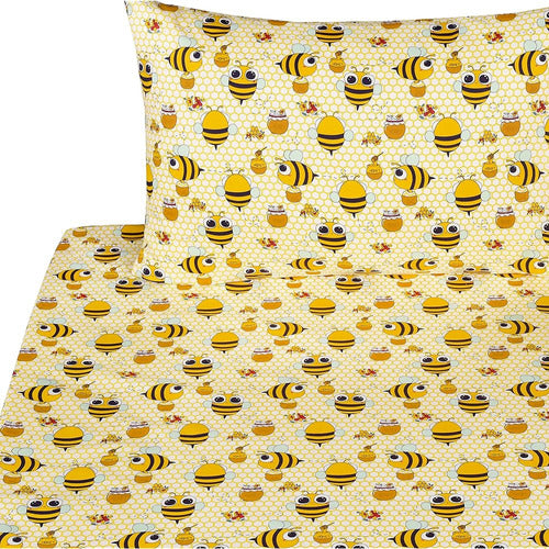 Scientific Sleep Yellow Bee Honey 100% Cotton Cozy Sheet Set 2