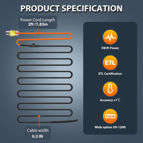 Calefactor Para Cañerías Eléctrico Autoregulable 30 5cm 7