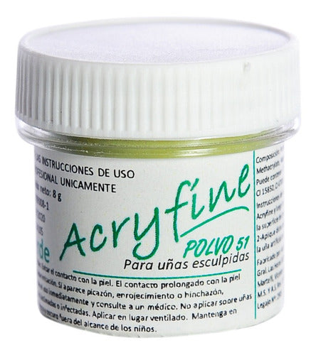 Acryfine Polimero Construcción Uñas Esculpidas Verde 8gr 0