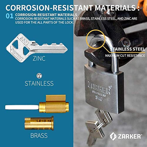 [zarker S40] Candado De Acero Inoxidable - Candado Antióxido 2