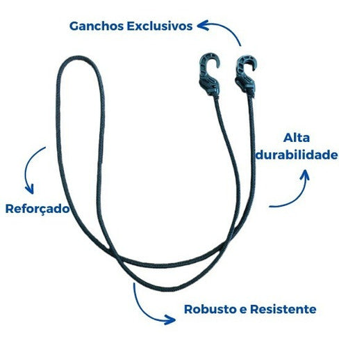 03 Elásticos Extensores Ganchos Plásticos 1,0 Metro 1