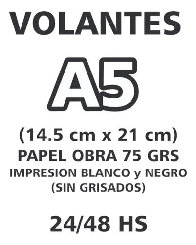 A+D IMPRESIONES 500 Volantes A5 (Medio A4) Tinta Negra Papel Obra 75 Grs 0