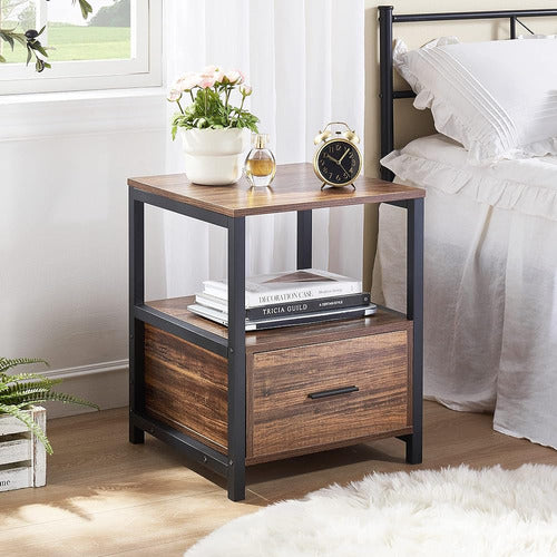 Vecelo Nightstand Set of 2 with Drawer Square Auxiliary Table 1