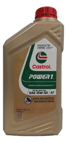 Castrol Power 1 Semi-Synthetic Oil 15W50 4T - Pack of 6 x 1L 1