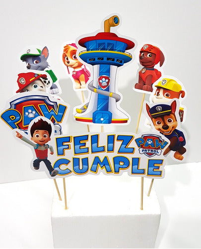 Adorno Torta Deco Feliz Cumple Paw Patrol Patrulla Canina 0