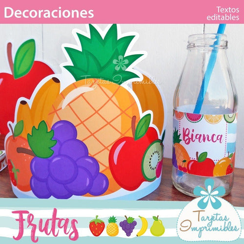 Kit Imprimible Decoraciones Cumpleaños Tuti Fruti Piña 0