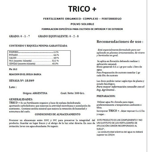 Trico + Polvo Soluble 100gr Fertilizante Organico Flora 1