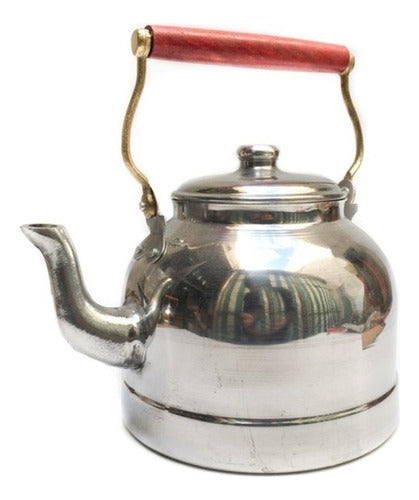 El Siglo Aluminium Kettle with Curved Spout and Bronze-Wood Handle Nº16 0