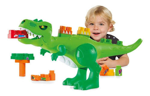 Dinosaurio Rex Juguete Gigante Bloques Colores 30 Piezas 0