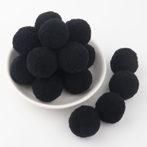 Generic Black Plush Pom Poms 2 cm 0