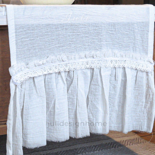 Gauze Table Runner with Ruffled Lace Trim - Premium Quality 2