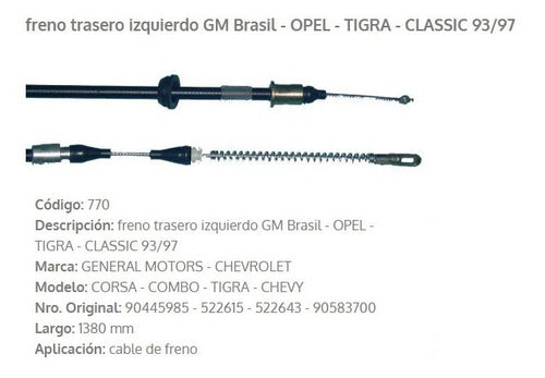 Fremec Cable Freno De Mano Chevrolet Corsa 1993/1997 2