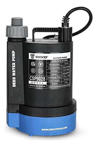 Dekopro Bomba Agua Sumergible 1/3 Hp 2450Gph Termoplástica Eléctrica 0