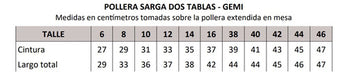 Gemi Pollera Colegial Dos Tablas Sarga Talles 14-16 2