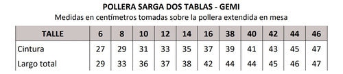 Gemi Pollera Colegial Dos Tablas Sarga Talles 14-16 2