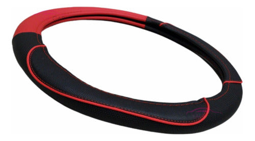 LadyCar Black and Red Leatherette Steering Wheel Cover 0