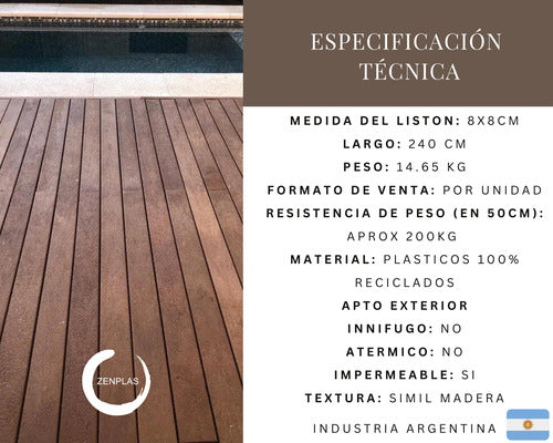 Poste De Madera Plastica 8x8 X 240 De Largo 1